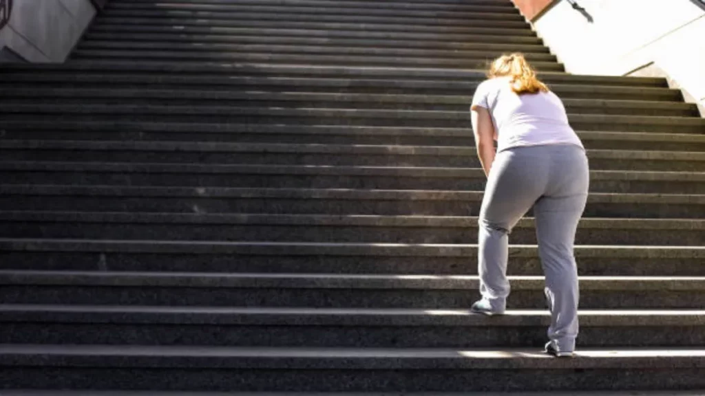 breathless after climbing stairs