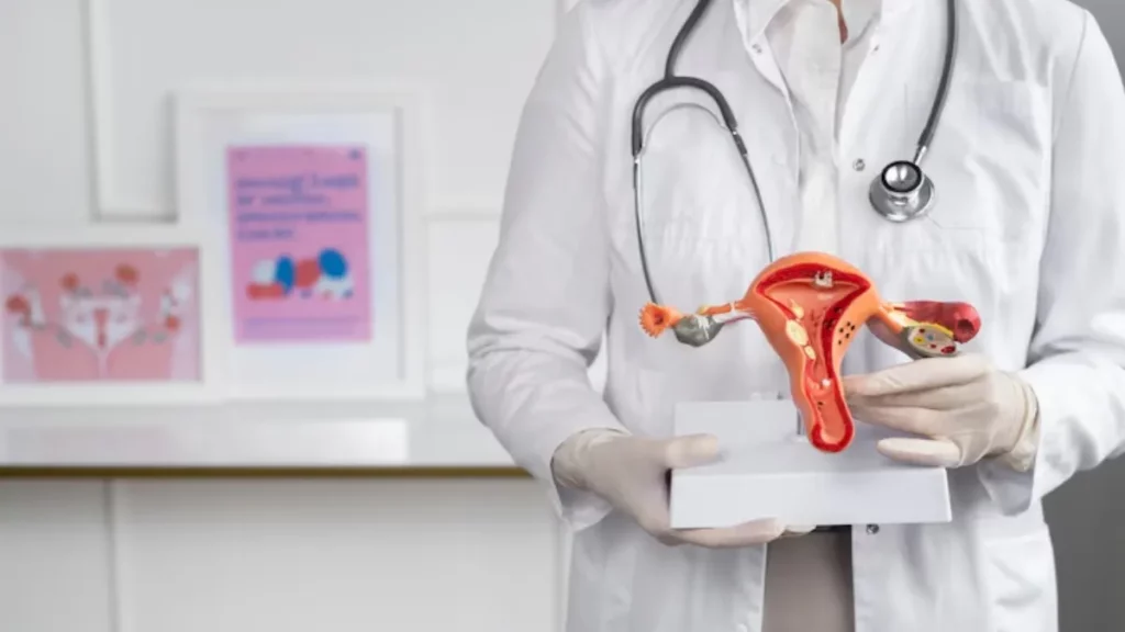 Illustration of ovarian rejuvenation therapy procedure